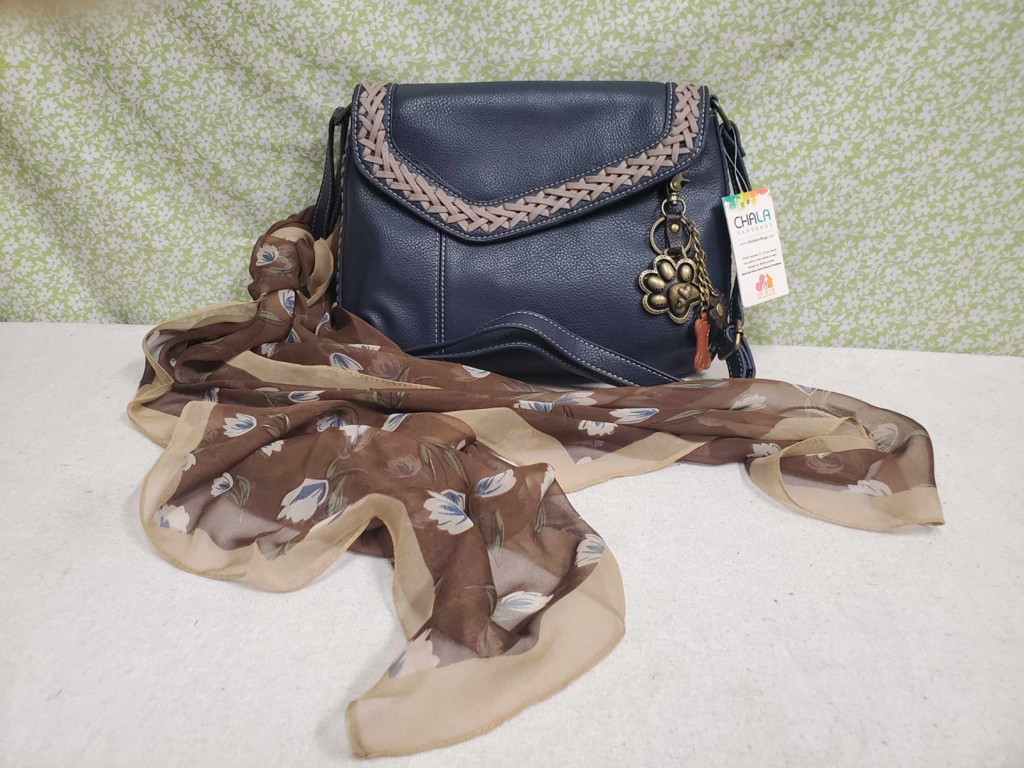2024 RAFFLE #22- Dog Themed Chala Handbag and Scarf Set