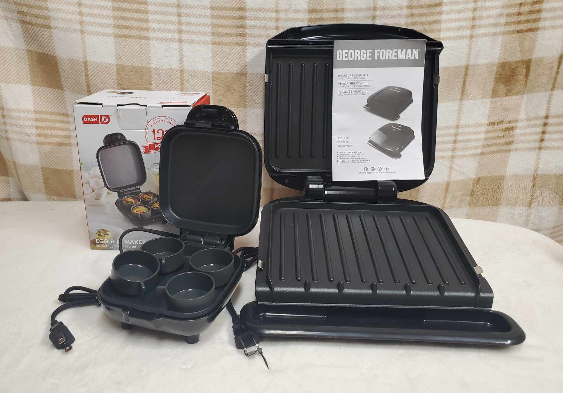 New Dash Egg Bite Maker and New George Foreman Grill.